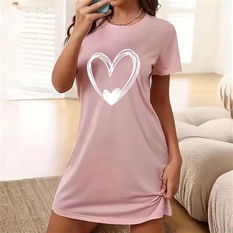 Elvqul Short Sleeve Nightgowns for Women Print Oversized Summer Night ...