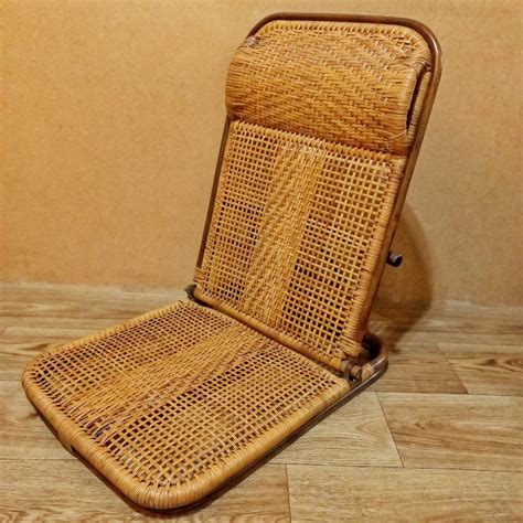 Rattan cane reclining floor chair folding beach chair picnic chair ...