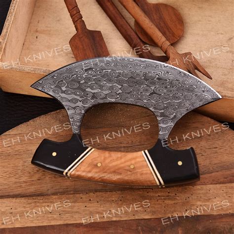 Vintage Alaskan Damascus Ulu Knife with Sheath