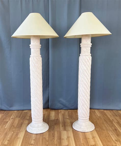 Pair of Michael Taylor-Style Pale Pink Plaster Spiral Column Floor ...