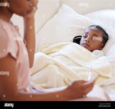 Sick Little Girl In Bed