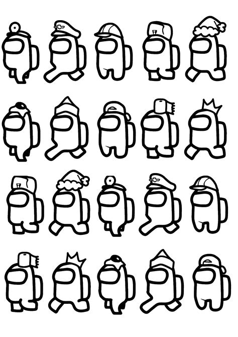 Personajes de Many Among Us - Páginas de Among Us para imprimir