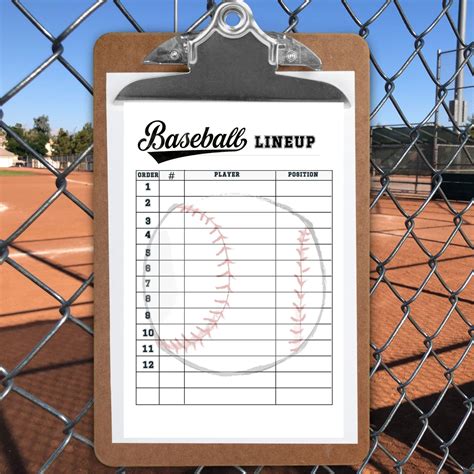 Baseball Lineup Card Template - Evelynmercy.com