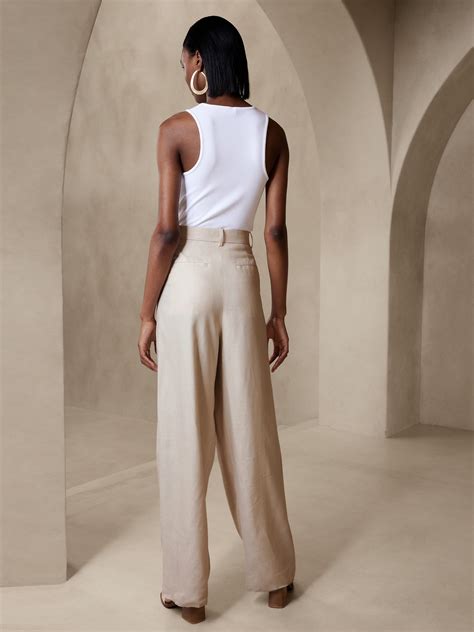 Lena Wide-Leg Linen-Blend Pant | Banana Republic