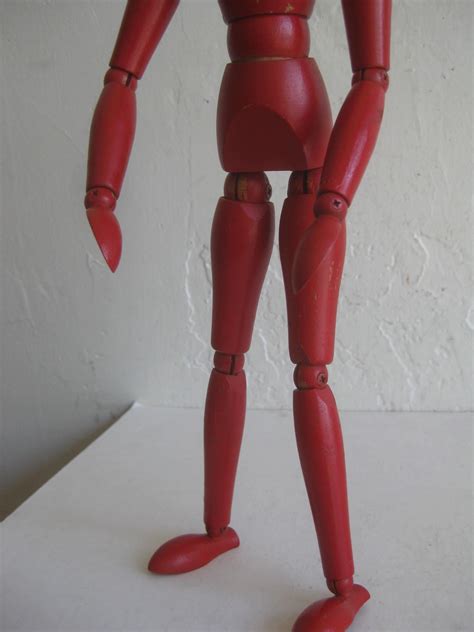 Antique Red Painted Articulated Wood Nude Artist Figural Model ...