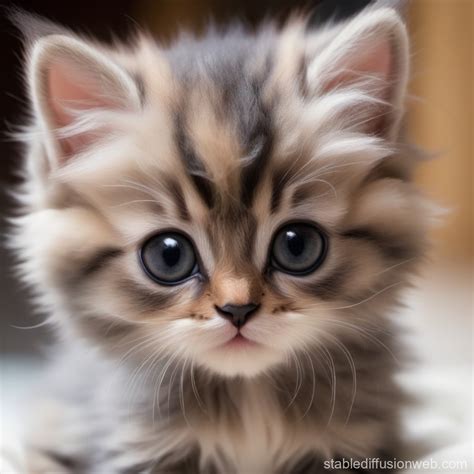 Fuzzy Kitten with Big Eyes | Stable Diffusion Online
