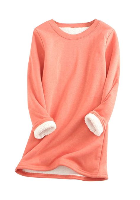 EFOFEI Womens Winter Soft Sherpa Fleece Lined Pullover Crewneck Solid ...