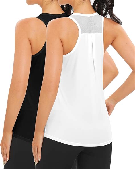 Amazon.com: Mepase 2 Pcs Women Workout Tank Tops Racerback Yoga Tops ...