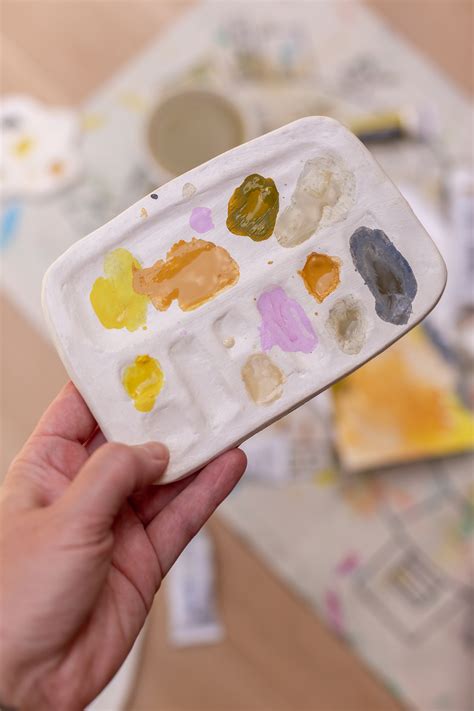 How to Make Paint Palettes with Air Dry Clay - Paper and Stitch