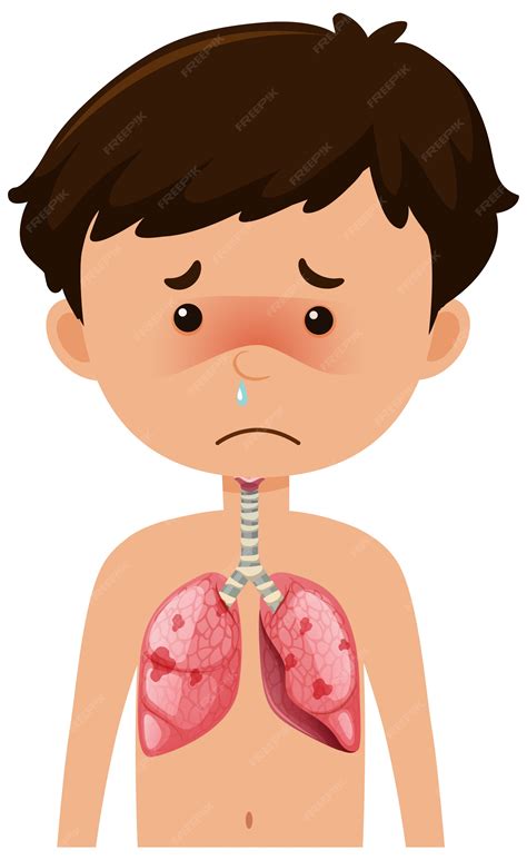 Niño enfermo con neumonía | Vector Premium