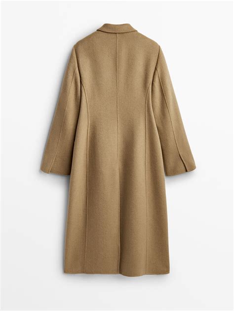 Massimo Dutti Long Wool Blend Coat With Shoulder Pads - Big Apple Buddy