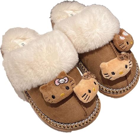 Plish Slippers, Hello Kitty Fuzzy Slippers, Women Cute Fluffy House ...