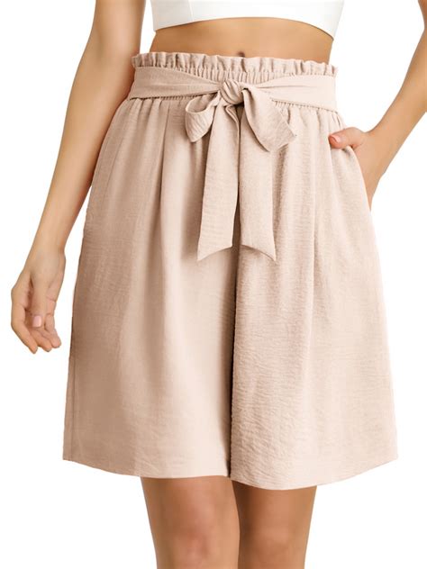 Anygrew Women's High Waist Shorts, Wide Leg Shorts with Pockets, Bow ...