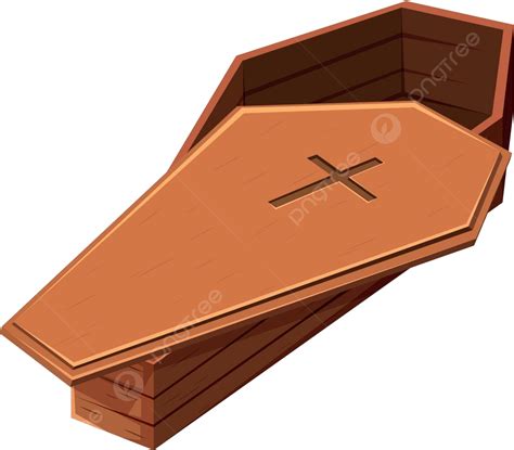 Wooden Coffin With Cross Symbol Coffin Illustration Drawing Vector ...