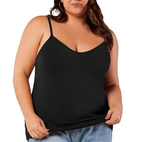 Womens Tank Tops Women's Plus Size Camisole Adjustable Strap Camisole ...