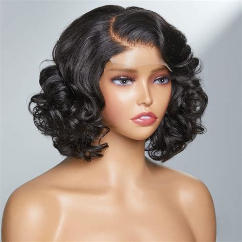 Amazon.com : LUVME HAIR Black Roll Curly Short Lace Front Wigs Human ...