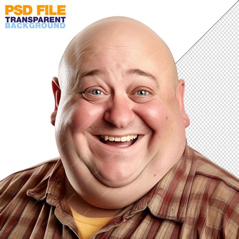 A portrait of big fat man big nose smiling bald hair funny face ...
