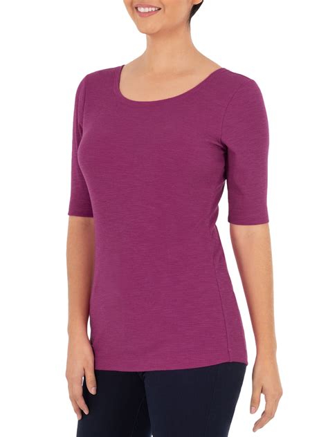 Time and Tru women's Elbow Sleeve Scoop Neck T-Shirt - Walmart.com