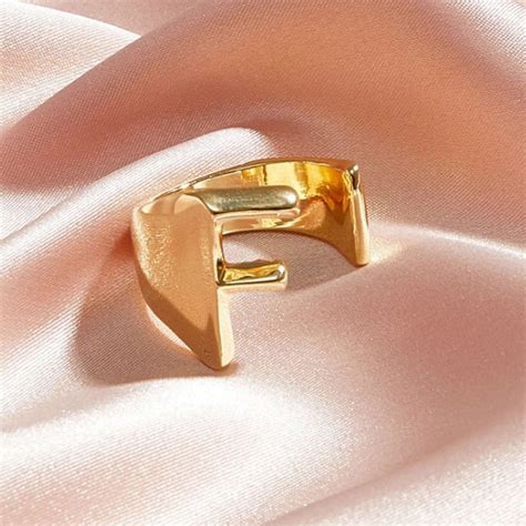 Stylish Gold Alloy Letter Index Finger Rings, Simple and Stylish Electroplated Alphabet Initial ...