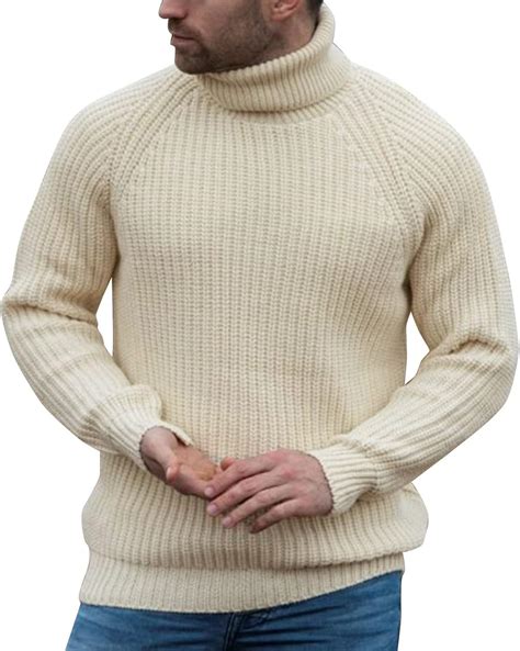 Mens Turtleneck Pullover Jumpers Roll Neck Polo Turtleneck Twist Ribbed ...