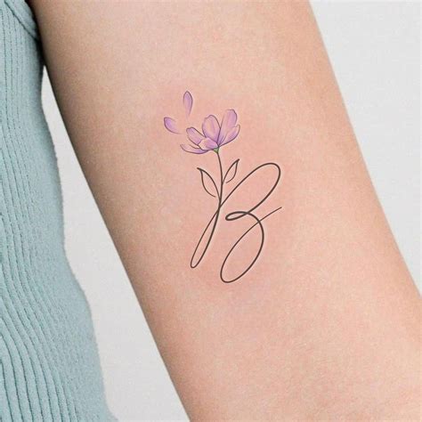 Custom Initial Tattoo Designs With Flower, Floral Initial Tattoo, Initials With Heart, Tattoo ...
