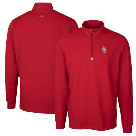 Men's Cutter & Buck Red Birmingham Barons Traverse Stretch Quarter-Zip ...
