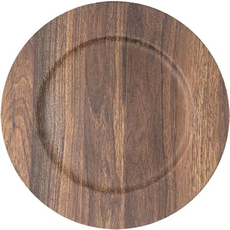 Amazon.com | JRHCGH 13" Round Faux Wooden Plastic Plates, Brown Antique ...