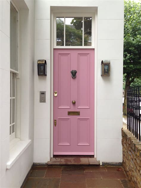 Pink Front Door with Lion Head Knocker in South London