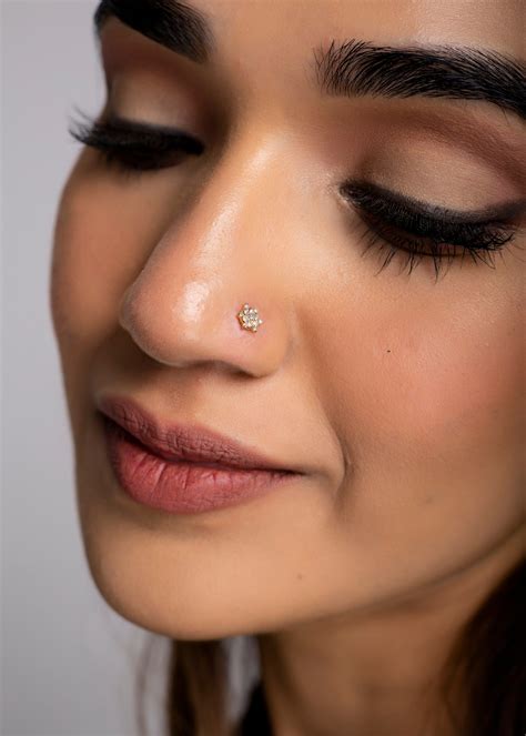 Kuberbox 18k Gold and Diamond Samriddhi Nose Stud/c-wire - Etsy | Nose ...