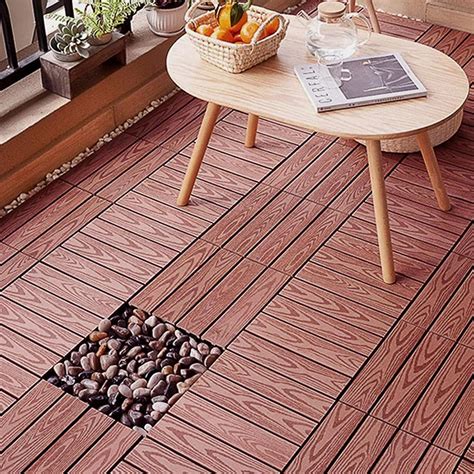 10 Pack Durable Patio Deck Tiles Waterproof 1x1 Ft Outdoor Interlocking ...