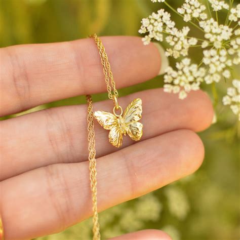 Solid 9ct Gold Butterfly Pendant By Lucy Stopes-Roe