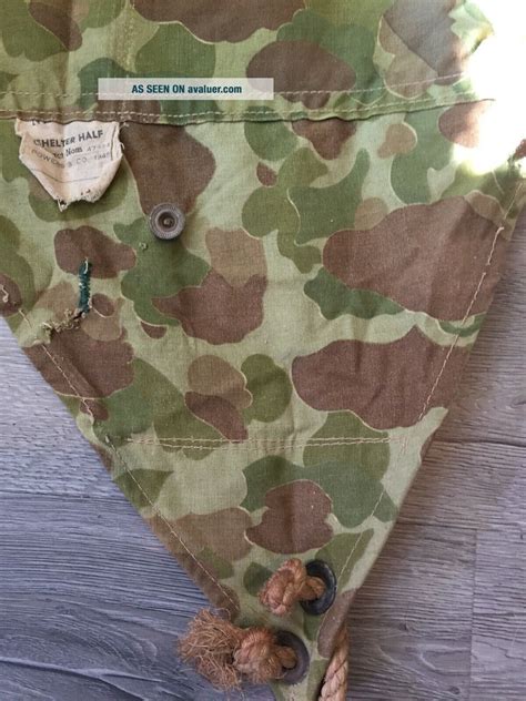 WW2 USMC US Marine Corps Camouflage Shelter Half Pup Tent 1945 Dated ...