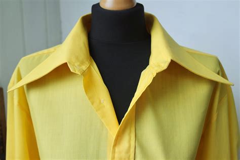 70s Dagger Collar Shirt 1970s Disco Shirt Yellow Shirt Men - Etsy