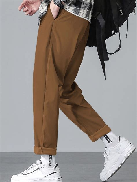 Men Solid Slant Pocket Tapered Trousers | Pants outfit men, Cool ...