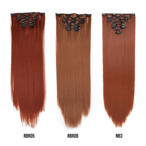 Ginger Hair Extensions Clip in Hair Streaks Chestnut Copper Auburn Red ...