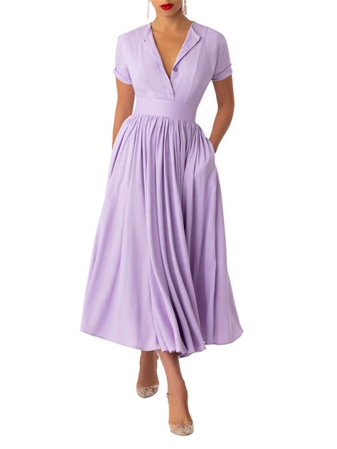 Lavender lilac swing midi dress – Artofit