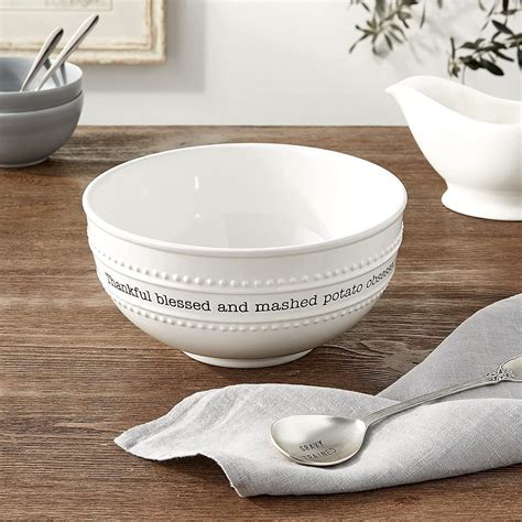 Mud Pie Farmhouse Mashed Potato Serving Bowl and Spoon Set, White | Mud ...
