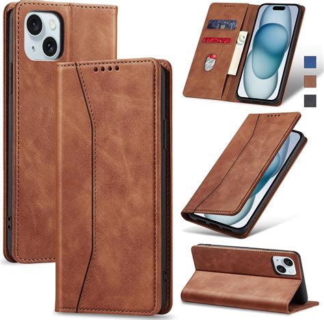 Jasonyu Flip Wallet Case for iPhone 15,Leather Magnetic Folio Cover ...