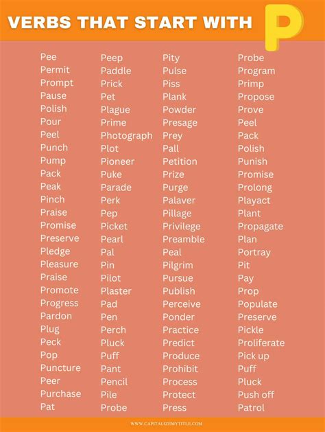 Verbs That Start With P - Capitalize My Title
