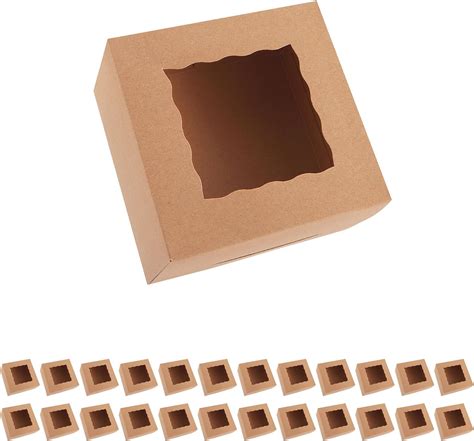 Amazon.com: BAKIPACK 25 Kraft Bakery Boxes with Window, 6x6x4 Inches ...