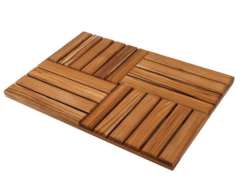 Amazon.com: Utoplike Teak Wood Bath Mat, Wooden Shower Mat for Bathroom ...