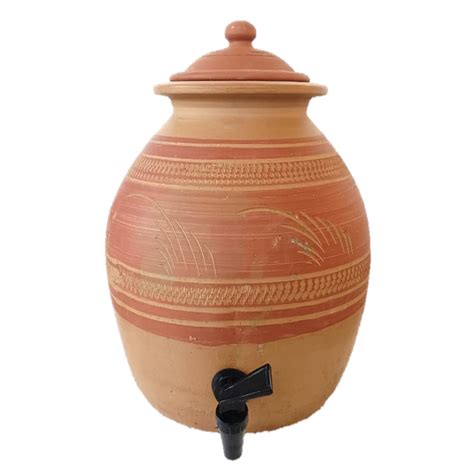 Our Rural Clay Water Pot with tap earthen Water Pot with Bottom Tray ...