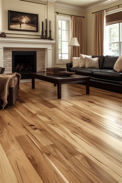 Transitional Living Room with Hickory Hardwood Flooring in 2025 | Wood ...