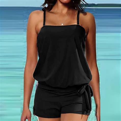 CALAFEBILA 2 Piece Women Swimsuits Tankini Modest Solid Pools Summer ...