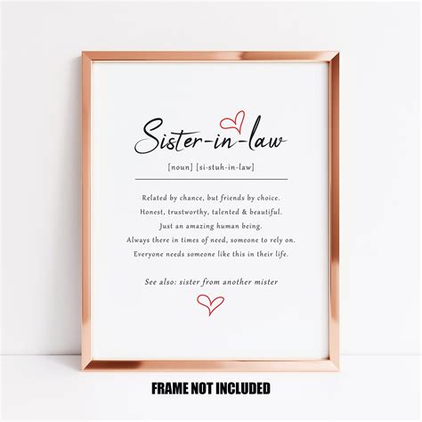 Sister-in-law Definition Print, Sister-in-law Sentimental Gift, Sister ...