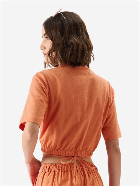 Buy Solids: Rust Cropped Shirts online at The Souled Store.