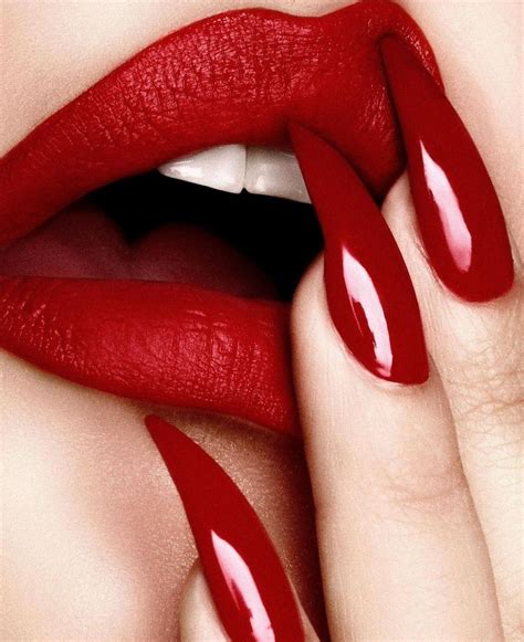 Awesome ️💋💅 | Red nails, Red lips, Glitter lips