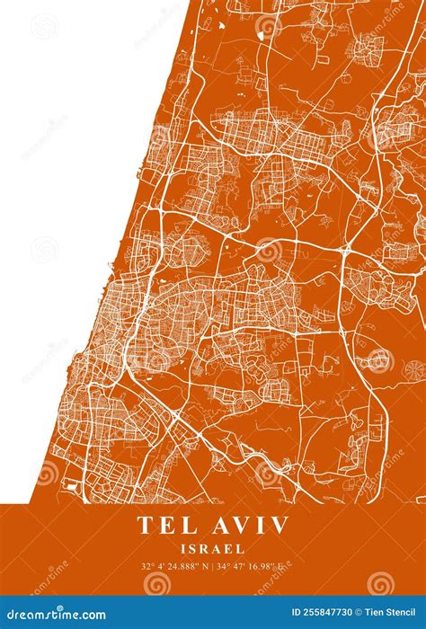 Tel Aviv - Israel Copper Plane Map Stock Illustration - Illustration of ...