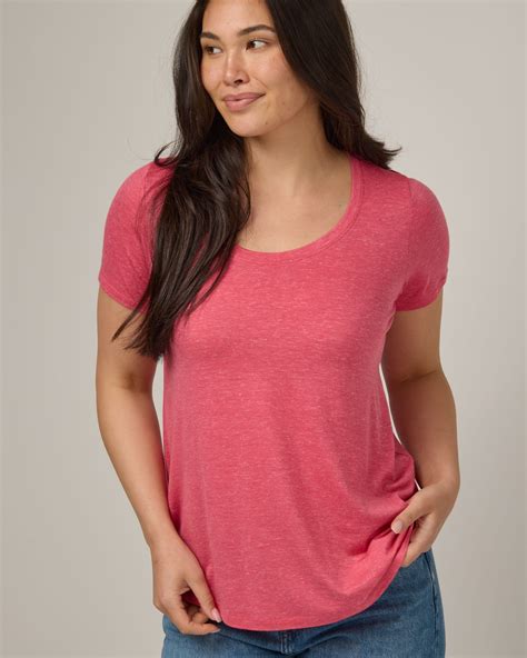 Stella Merino Wool Linen Scoop Neck Tee - Geranium – Stella Linen Scoop ...