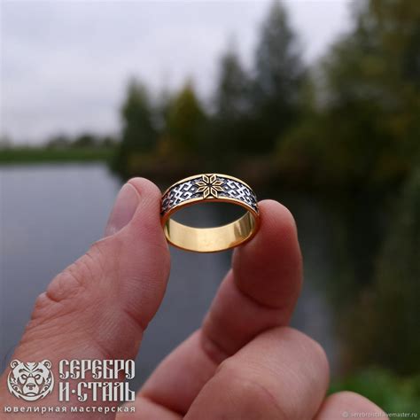 Кольцо оберег Славянский Алатырь. Серебро 925 и золочение 999 купить в ...
